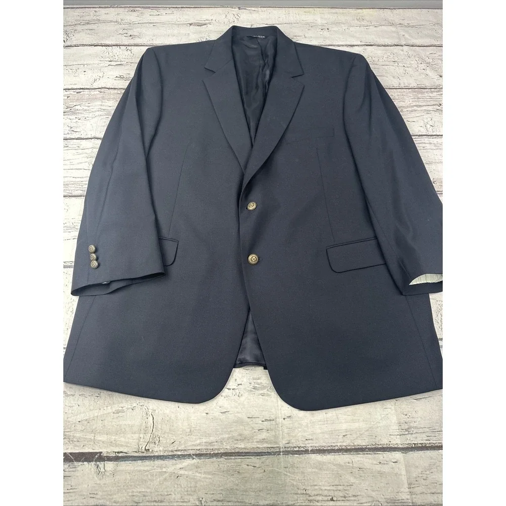 Jos A Bank Signature Collection Blazer Mens 48R Blue 100% Wool 2 Button